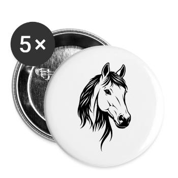 Horse Head Black & White - Buttons small 1''/25 mm (5-pack) - white - Front