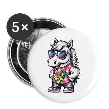 Vacances de la bande dessinée des chevaux - Lot de 5 petits badges (25 mm) - blanc - Devant