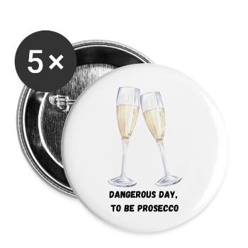 Prosecco Gläser - Buttons klein 25 mm (5er Pack) - Weiß - Vorne