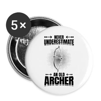 Bogenschütze Opa - Buttons klein 25 mm (5er Pack) - Weiß - Vorne