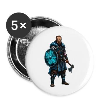 Guerrier runique en lumière bleue - Lot de 5 petits badges (25 mm) - blanc - Devant