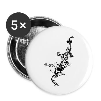 Ornement floral - Lot de 5 petits badges (25 mm) - blanc - Devant