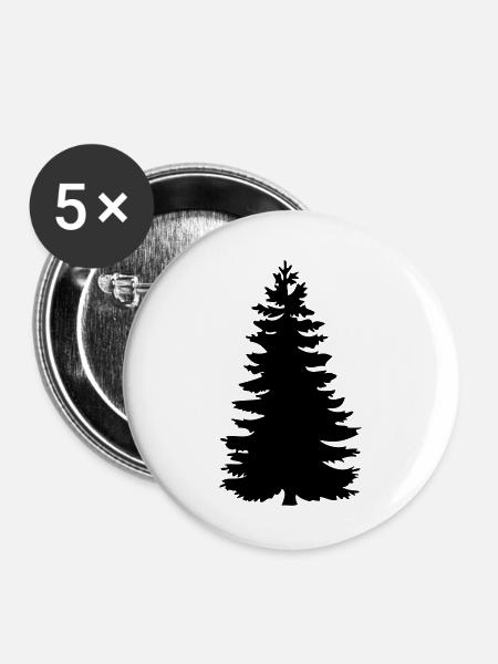 Baumsilhouette - Buttons klein 25 mm (5er Pack) - Weiß