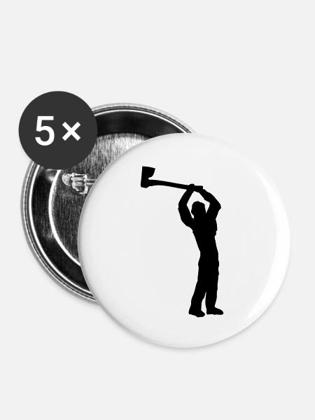 Holzfäller - Buttons klein 25 mm (5er Pack) - Weiß