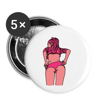 Girl02_3 - Buttons klein 25 mm (5er Pack) - Weiß - Vorne