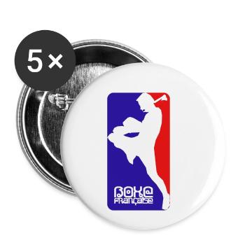 boxe française - Lot de 5 petits badges (25 mm) - blanc - Devant