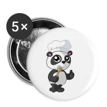 Cooking cartoon panda - Buttons small 1''/25 mm (5-pack) - white - Front