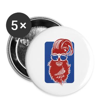 tete de mort hipster barbu skull crane design fant - Lot de 5 petits badges (25 mm) - blanc - Devant