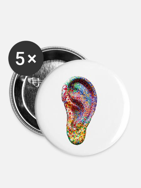 Ohr - Buttons klein 25 mm (5er Pack) - Weiß