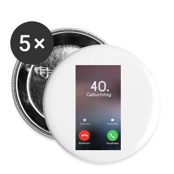 40ème anniversaire appel téléphonique appel - Lot de 5 petits badges (25 mm) - blanc - Devant