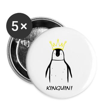 KINGuin - Lot de 5 petits badges (25 mm) - blanc - Devant