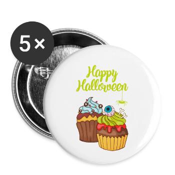 Gâteau au muffin Halloween - Lot de 5 petits badges (25 mm) - blanc - Devant