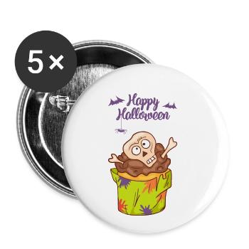Gâteau au muffin Halloween - Lot de 5 petits badges (25 mm) - blanc - Devant