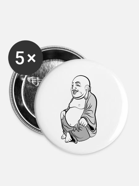 Buddha - Buttons klein 25 mm (5er Pack) - Weiß
