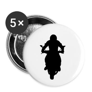 Motorcycle with driver - Buttons small 1''/25 mm (5-pack) - white - Front