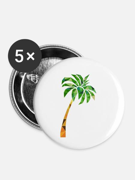 Geometrische Palme - Buttons klein 25 mm (5er Pack) - Weiß