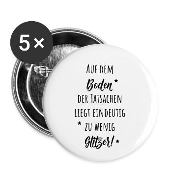 Glitzer Feenstaub Einhorn Konfetti Spruch Geschenk - Buttons klein 25 mm (5er Pack) - Weiß - Vorne