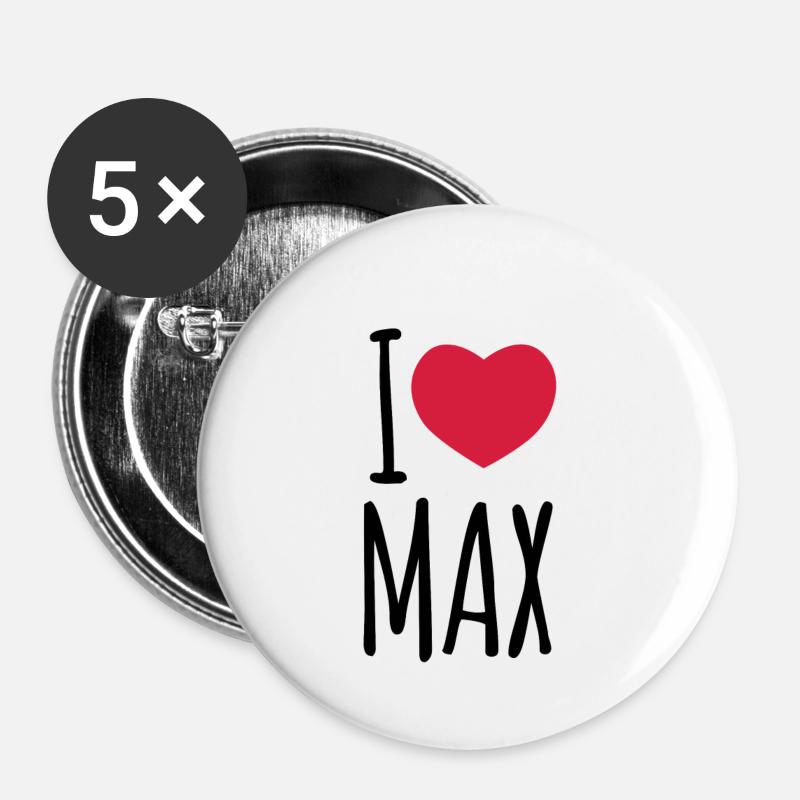 I love Max Maximilian - Buttons small 1''/25 mm (5-pack) - white
