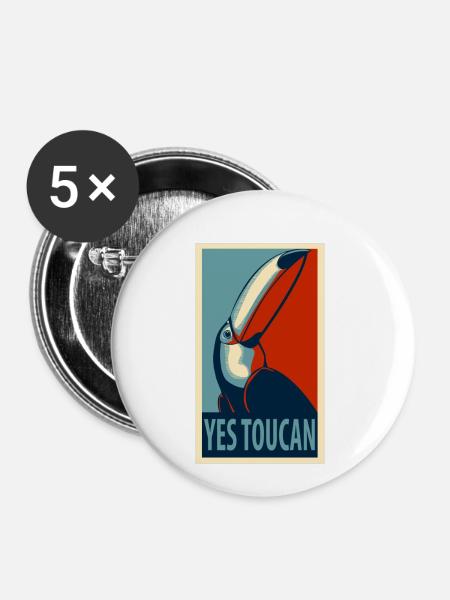 Yes toucan - Buttons small 1''/25 mm (5-pack) - white