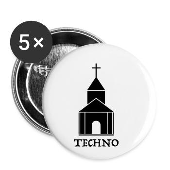 Techno Church Tenue de rave rave Teknival Teuf Raver - Lot de 5 petits badges (25 mm) - blanc - Devant