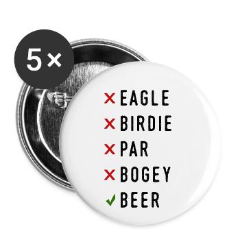 Funny Golf Shirt Eagle Birdie Par Bogey Beer - Buttons small 1''/25 mm (5-pack) - white - Front
