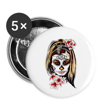 Femme tatouage - Lot de 5 petits badges (25 mm) - blanc - Devant