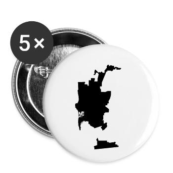 San Diego Stadtkarte - Buttons klein 25 mm (5er Pack) - Weiß - Vorne