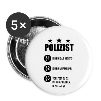 Polizist - Buttons klein 25 mm (5er Pack) - Weiß - Vorne