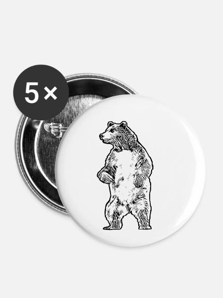 Bär - Buttons klein 25 mm (5er Pack) - Weiß