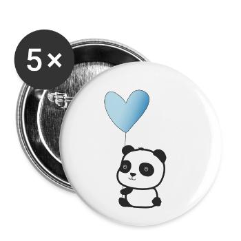 Panda bleu clair - Lot de 5 petits badges (25 mm) - blanc - Devant