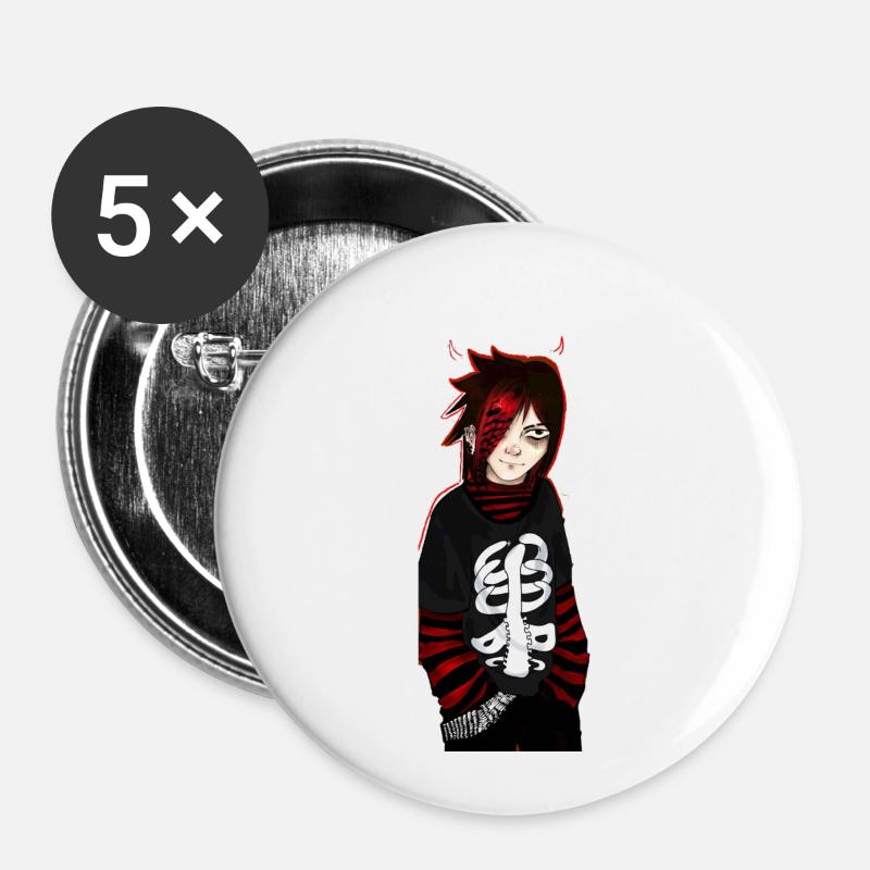 punk emo devil girl - Buttons small 1''/25 mm (5-pack) - white