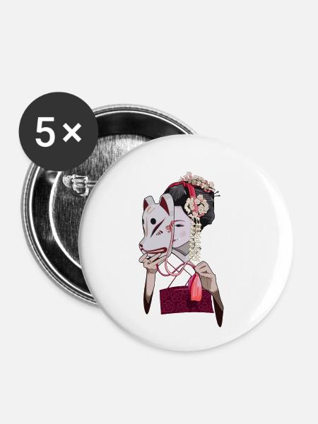 Geisha - Buttons klein 25 mm (5er Pack) - Weiß