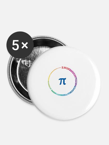 Zahl PI I - Buttons klein 25 mm (5er Pack) - Weiß