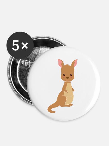 Süßer Känguru - Buttons klein 25 mm (5er Pack) - Weiß