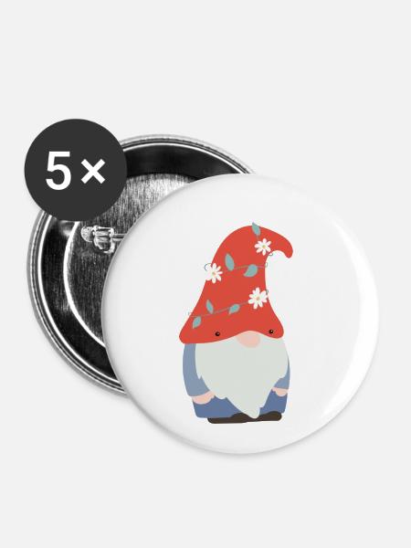 Süßer Gartenzwerg - Buttons klein 25 mm (5er Pack) - Weiß