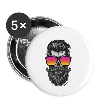 FatMonkey Designs Barber - Buttons klein 25 mm (5er Pack) - Weiß - Vorne