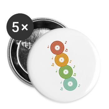 RECORDS DE VINYLE RÉTRO - Lot de 5 petits badges (25 mm) - blanc - Devant