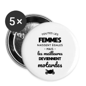 Femmes égales meilleures deviennent motardes - Lot de 5 petits badges (25 mm) - blanc - Devant