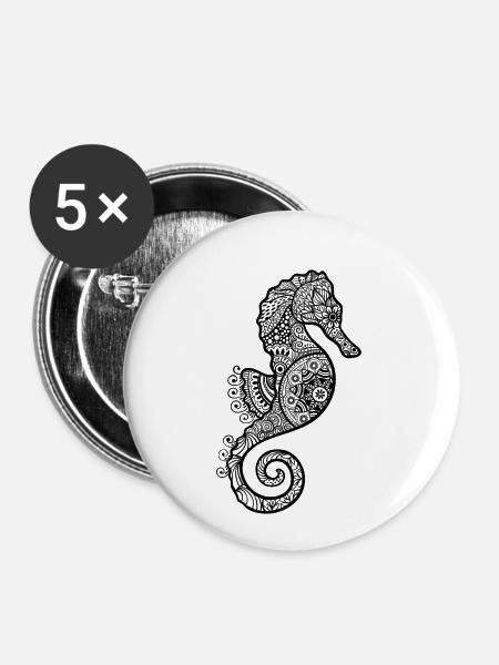 Seepferdchen - Buttons klein 25 mm (5er Pack) - Weiß