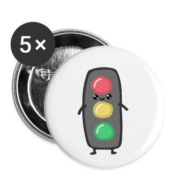 Feux de signalisation - Lot de 5 petits badges (25 mm) - blanc - Devant