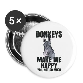 Donkeys - Buttons small 1''/25 mm (5-pack) - white - Front