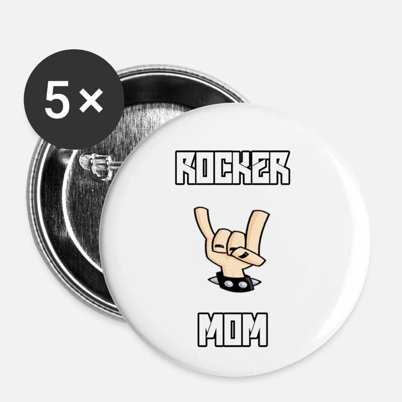 Rocker Mom - Buttons small 1''/25 mm (5-pack) - white