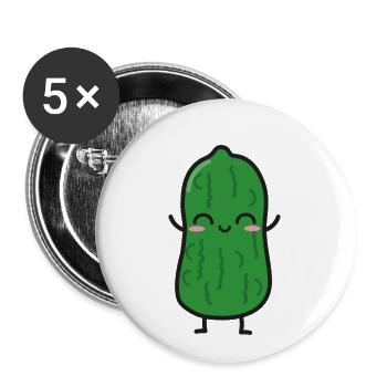 Saure Gurke Lustig Kawaii - Buttons klein 25 mm (5er Pack) - Weiß - Vorne