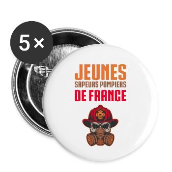 Jeunes sapeurs pompiers de France - Lot de 5 petits badges (25 mm) - blanc - Devant