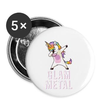 Glam Metal Dabbing Unicorn - Dabbing Unicorn Metal - Buttons klein 25 mm (5er Pack) - Weiß - Vorne