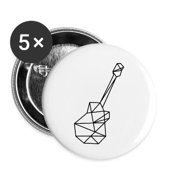 Guitare - Lot de 5 petits badges (25 mm) - blanc - Devant