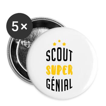 Scout Super Génial - Lot de 5 petits badges (25 mm) - blanc - Devant