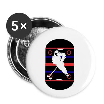 hockey eishockey - Buttons klein 25 mm (5er Pack) - Weiß - Vorne