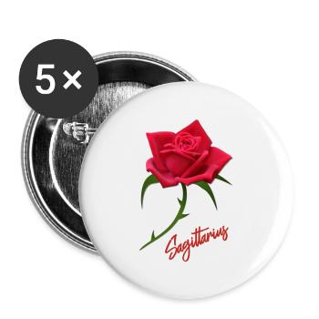 Schütze Rose rote Rose Rosen Sternzeichen Schütze - Buttons klein 25 mm (5er Pack) - Weiß - Vorne