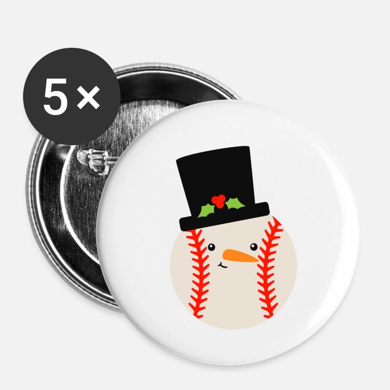 BaseballSnowballHat - Buttons klein 25 mm (5er Pack) - Weiß
